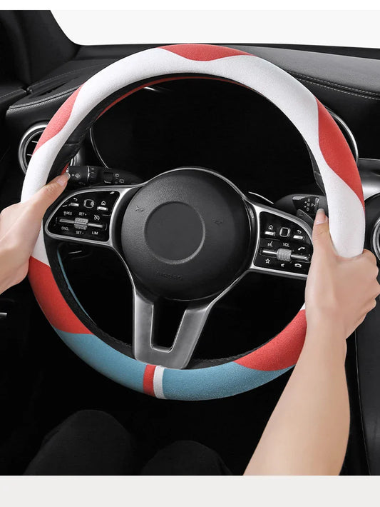 38 cm Luxury Leather Steering Wheel Cover – Universal Fit