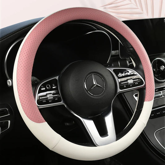 38 cm Fashion Color Leather Steering Wheel Cover