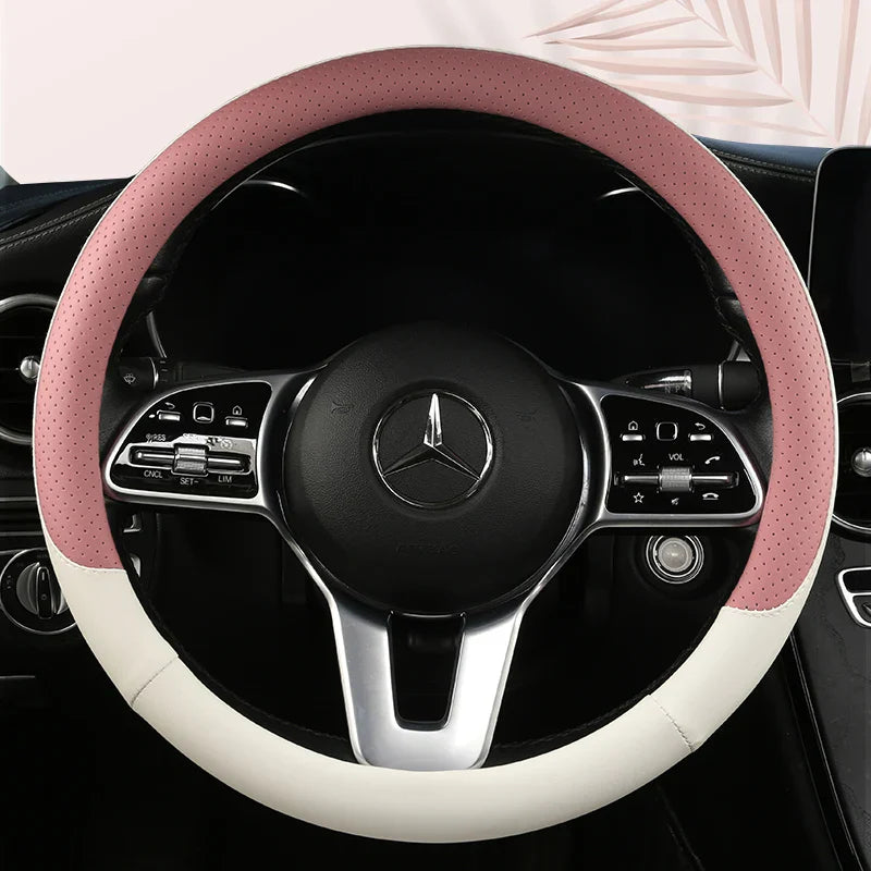 38 cm Fashion Color Leather Steering Wheel Cover
