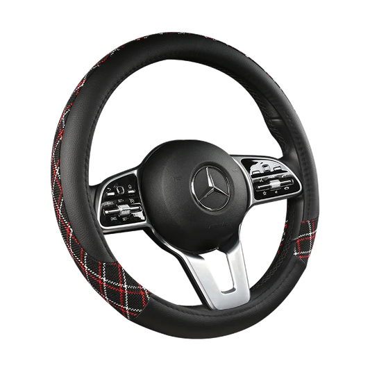 38 cm Patterned Leather Steering Wheel Cover