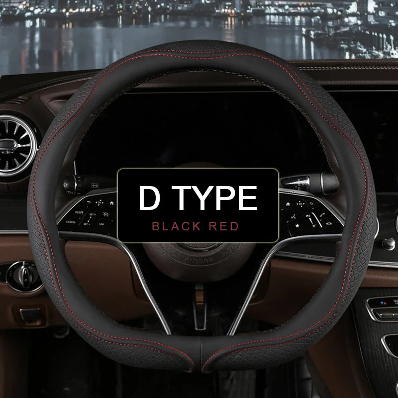 38 cm Universal Leather Steering Wheel Cover – Fashion Style