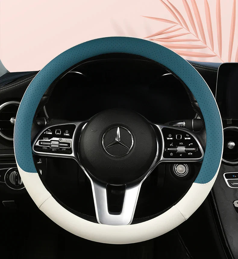 38 cm Fashion Color Leather Steering Wheel Cover