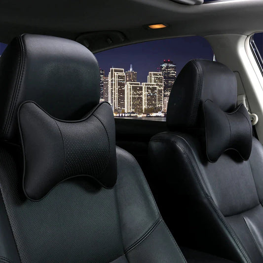 Breathable Car Seat Headrest Neck Pillow – 1 Pair (Artificial Leather)