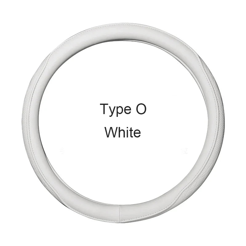 38 cm Universal Stitched Leather Steering Wheel Cover - Anti-Slip