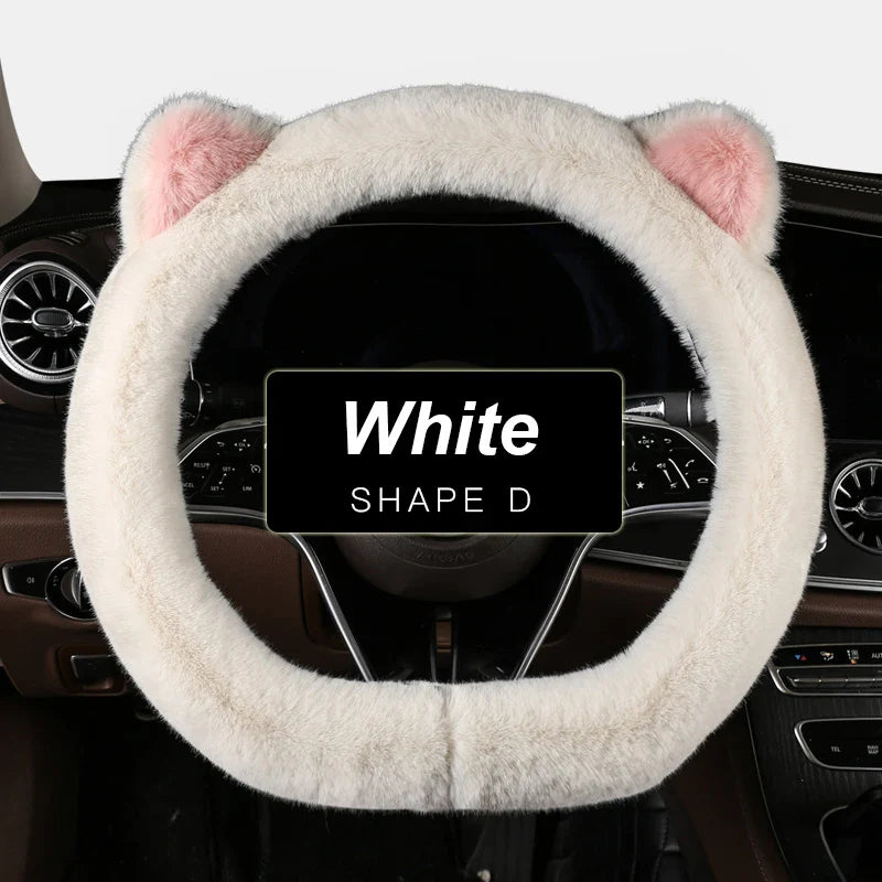 38 cm Plush Cat-Ear Steering Wheel Cover (Anti-Slip)