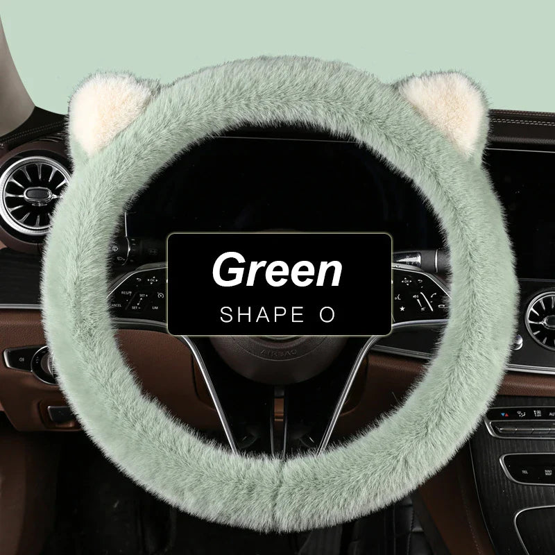 38 cm Plush Cat-Ear Steering Wheel Cover (Anti-Slip)