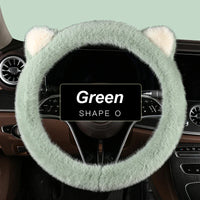 38 cm Plush Cat-Ear Steering Wheel Cover (Anti-Slip)