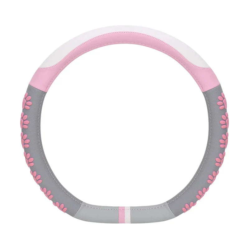 38 cm Anti-Slip Pink Cat Claws Leather Steering Wheel Cover