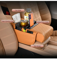 Universal Leather Car Armrest Cover With Storage Box and Cushion Mat