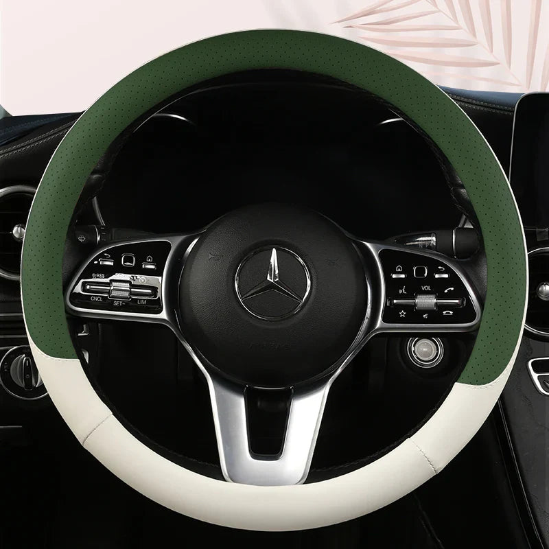 38 cm Fashion Color Leather Steering Wheel Cover