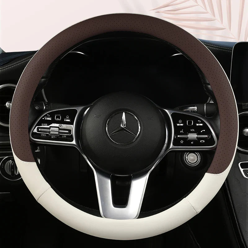 38 cm Fashion Color Leather Steering Wheel Cover