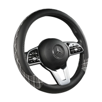 38 cm Patterned Leather Steering Wheel Cover