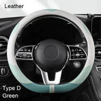 38 cm Luxury Leather Steering Wheel Cover – Universal Fit