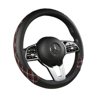 38 cm Patterned Leather Steering Wheel Cover
