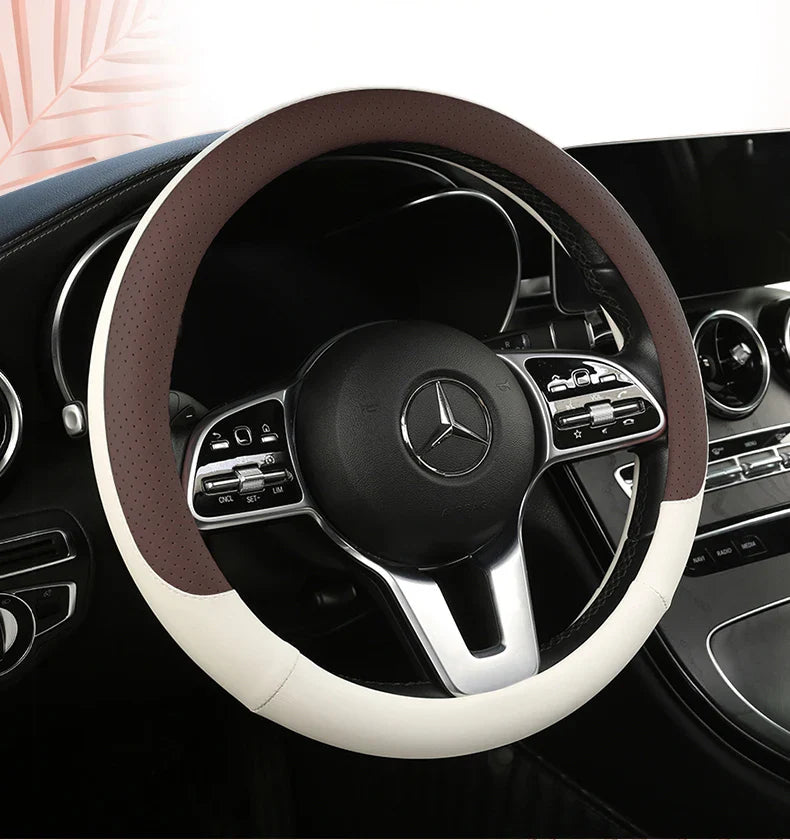 38 cm Fashion Color Leather Steering Wheel Cover