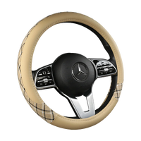 38 cm Patterned Leather Steering Wheel Cover
