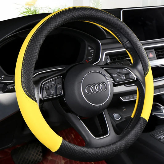 40–45 cm Anti-Slip Leather Steering Wheel Cover – For Trucks