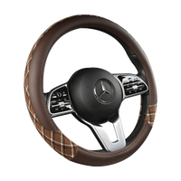 38 cm Patterned Leather Steering Wheel Cover