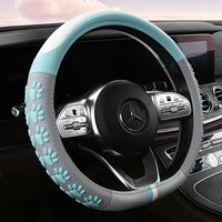 38 cm Anti-Slip Pink Cat Claws Leather Steering Wheel Cover