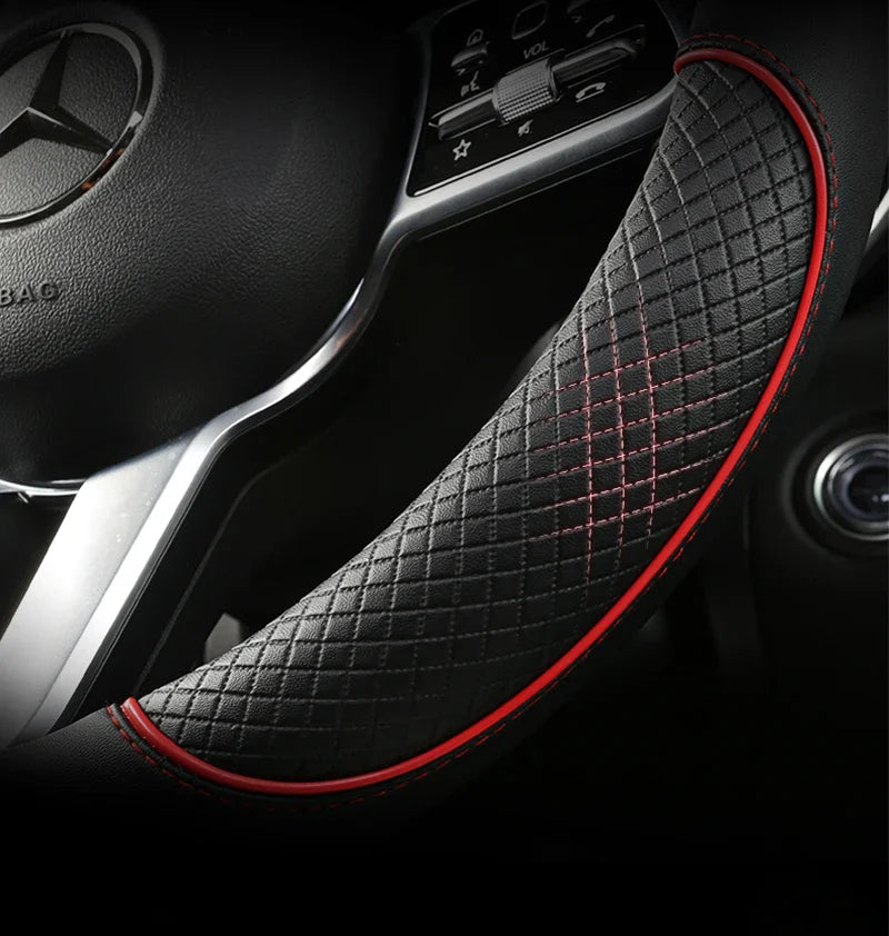 38 cm Universal Leather Steering Wheel Cover – For Cars and SUVs