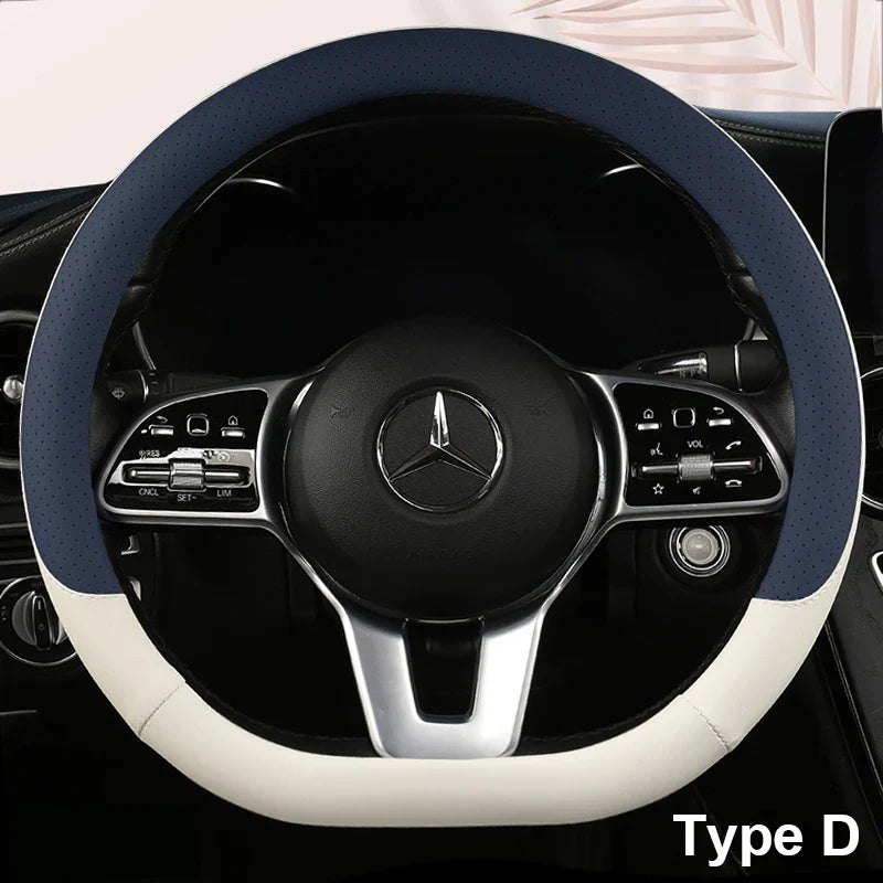 38 cm Fashion Color Leather Steering Wheel Cover