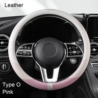 38 cm Luxury Leather Steering Wheel Cover – Universal Fit
