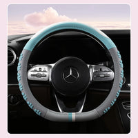 38 cm Anti-Slip Pink Cat Claws Leather Steering Wheel Cover