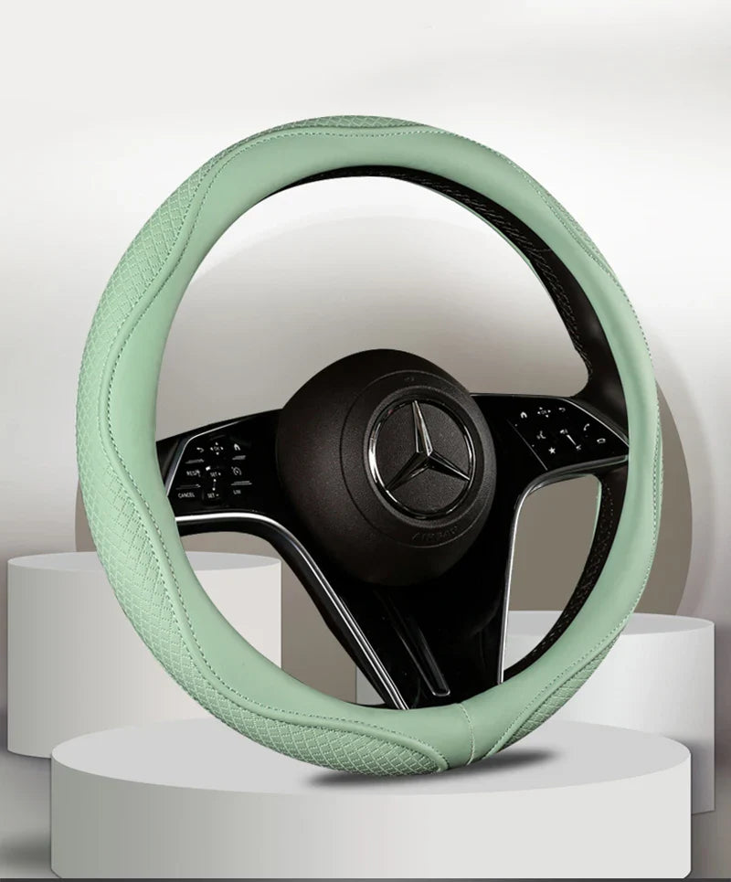 38 cm Universal Leather Steering Wheel Cover – Fashion Style