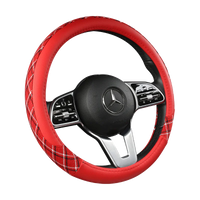 38 cm Patterned Leather Steering Wheel Cover