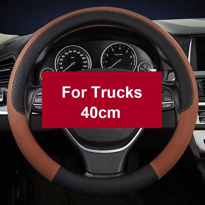 40–45 cm Anti-Slip Leather Steering Wheel Cover – For Trucks