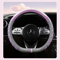 38 cm Anti-Slip Pink Cat Claws Leather Steering Wheel Cover