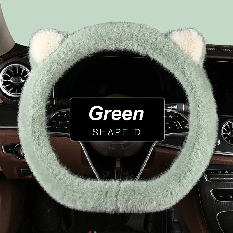 38 cm Plush Cat-Ear Steering Wheel Cover (Anti-Slip)